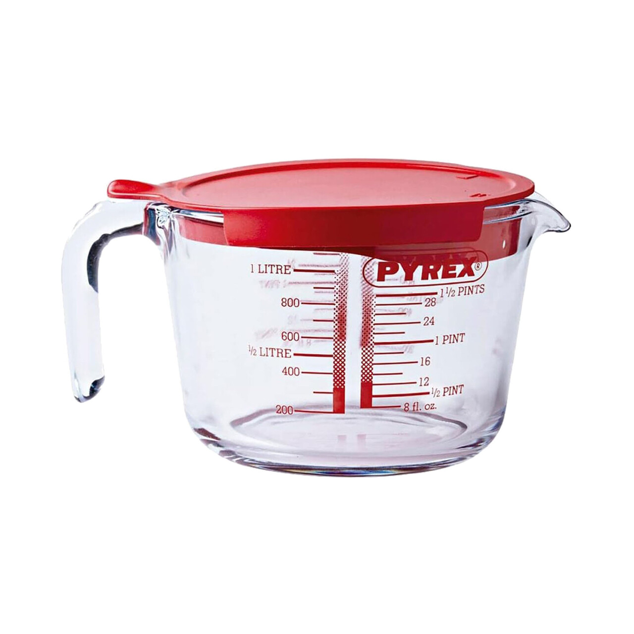 Cana gradata, cu capac, sticla termorezistenta, 1000ml - Pyrex - imagine 4
